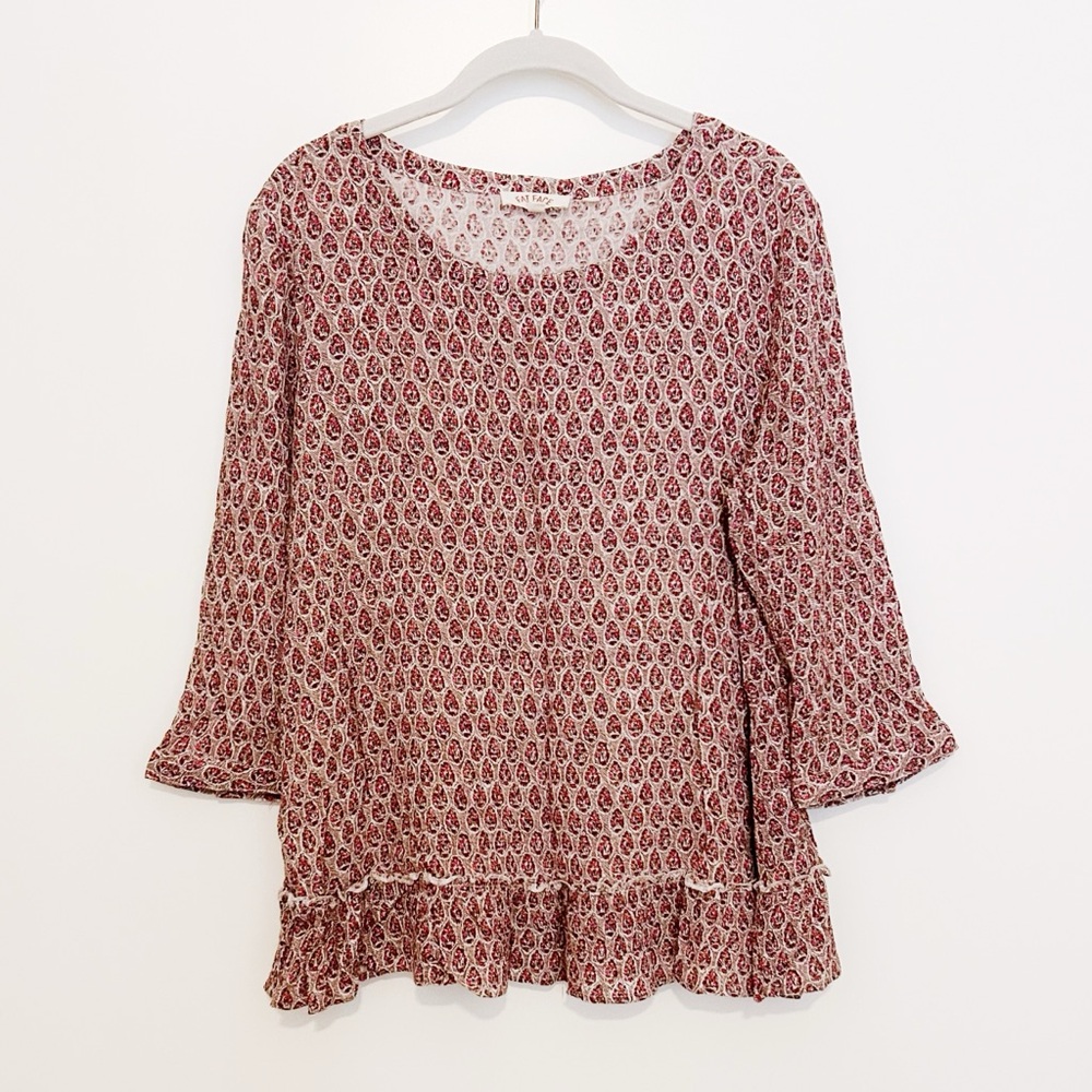 Fat Face 3/4 Sleeve Print Top